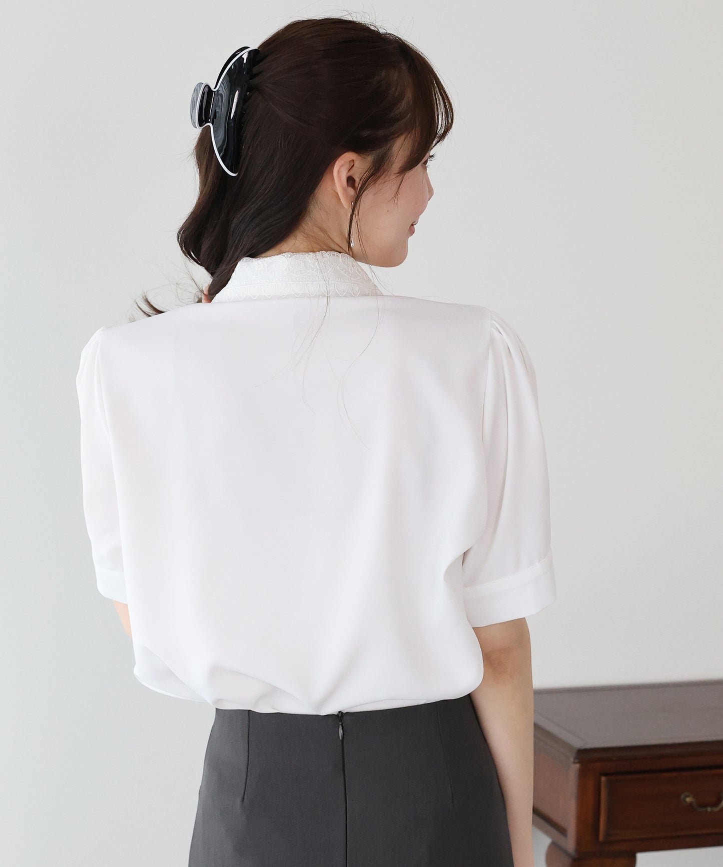 【早割5％OFF】レース襟半袖ブラウス【メール便】