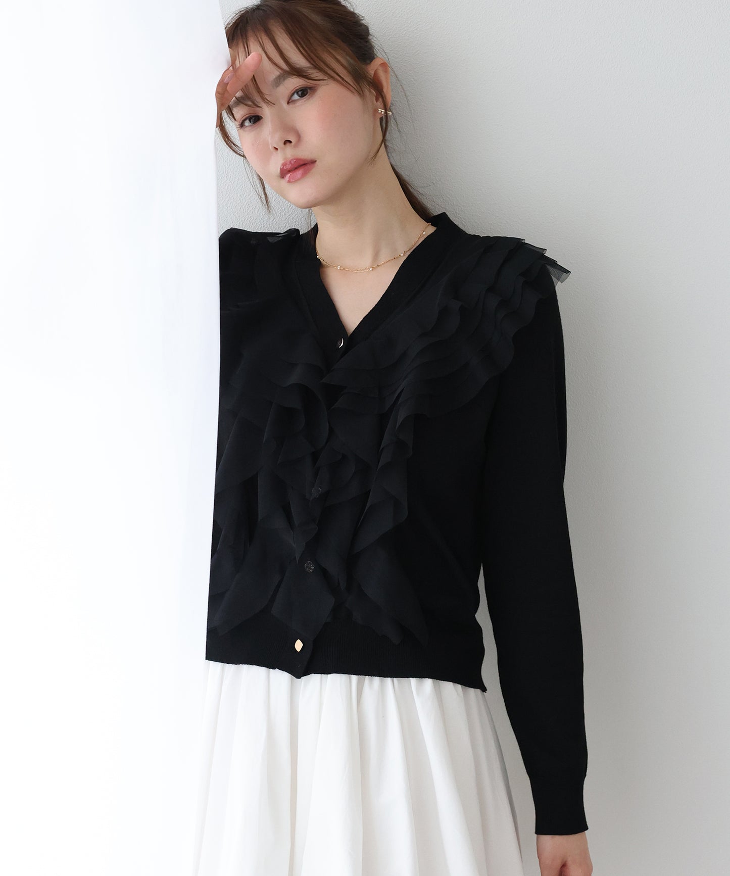 チュールフリルカーディガン