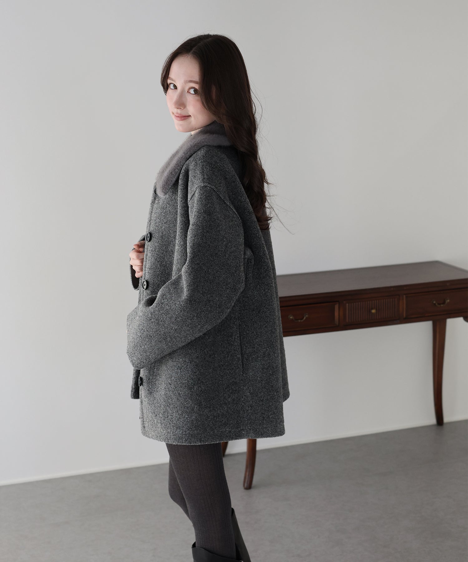 ファー付きボアハーフコート – BLUE ONLINE