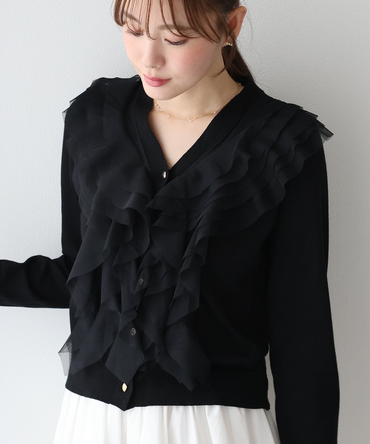 チュールフリルカーディガン