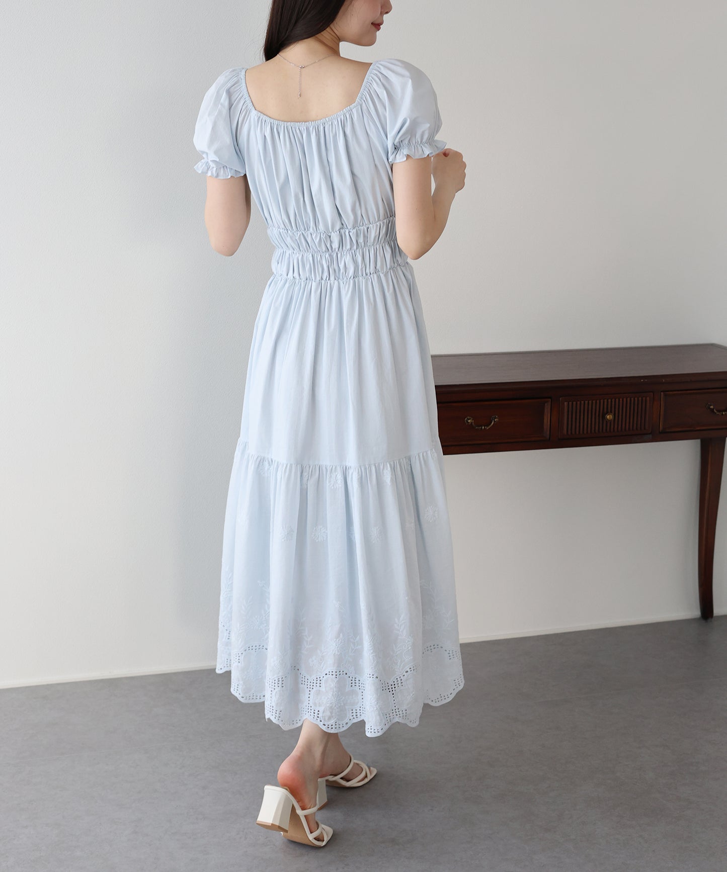 【早割5％OFF】コットンレースオフショルダーワンピース