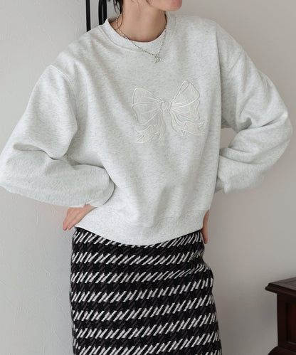 【TIME SALE】レースリボン刺繍スウェット