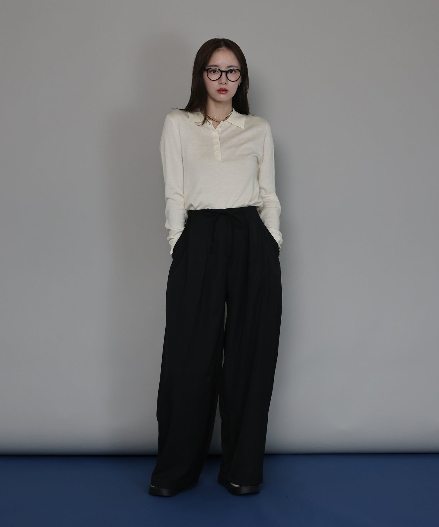 【早割5％OFF】[J by blue]ウール混ポロ襟ニット