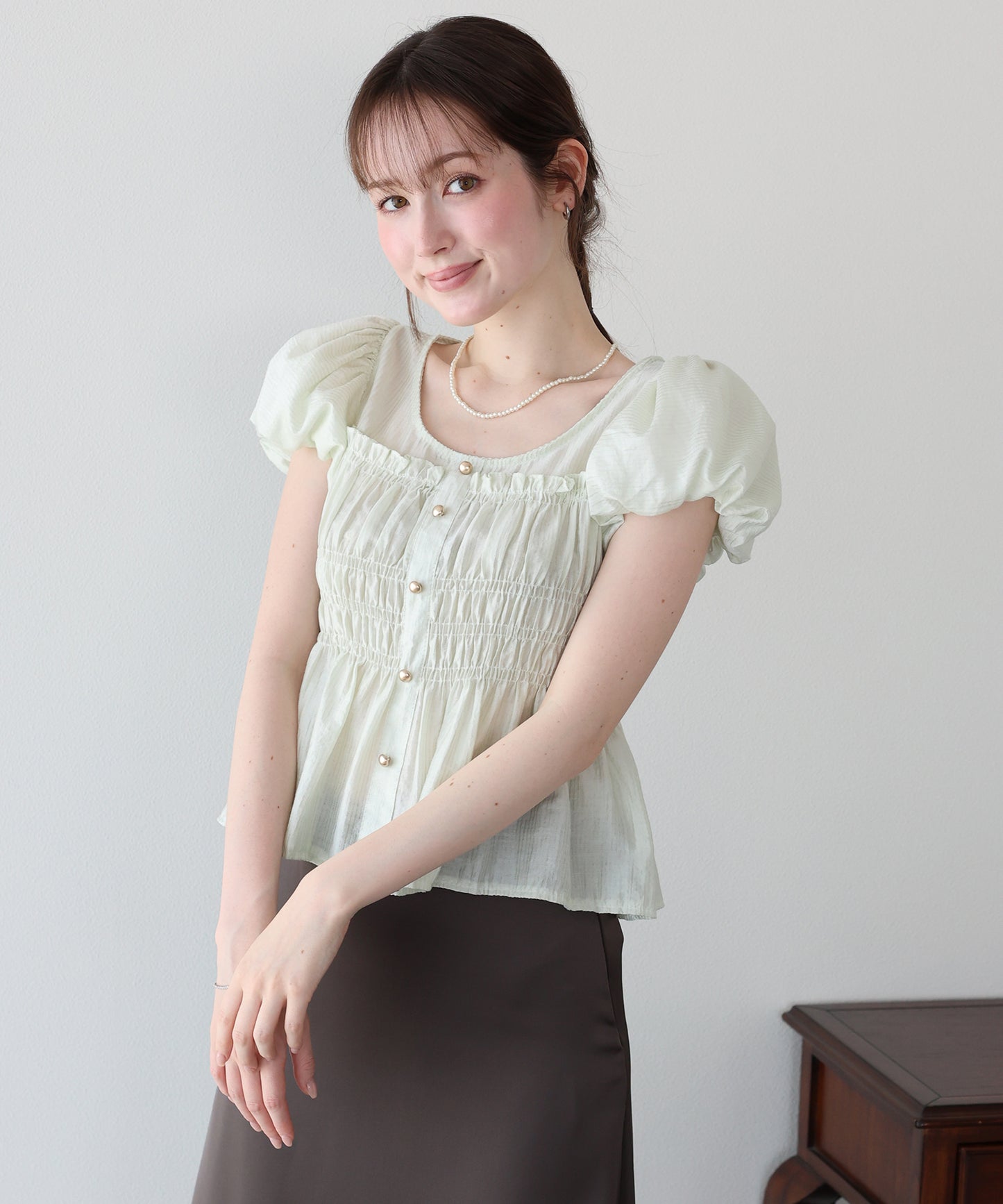 【早割5％OFF】シアーストライプシャーリングブラウス【メール便】
