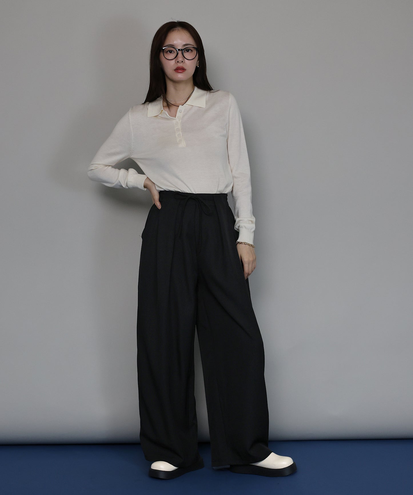 [J by blue]タックワイドパンツ