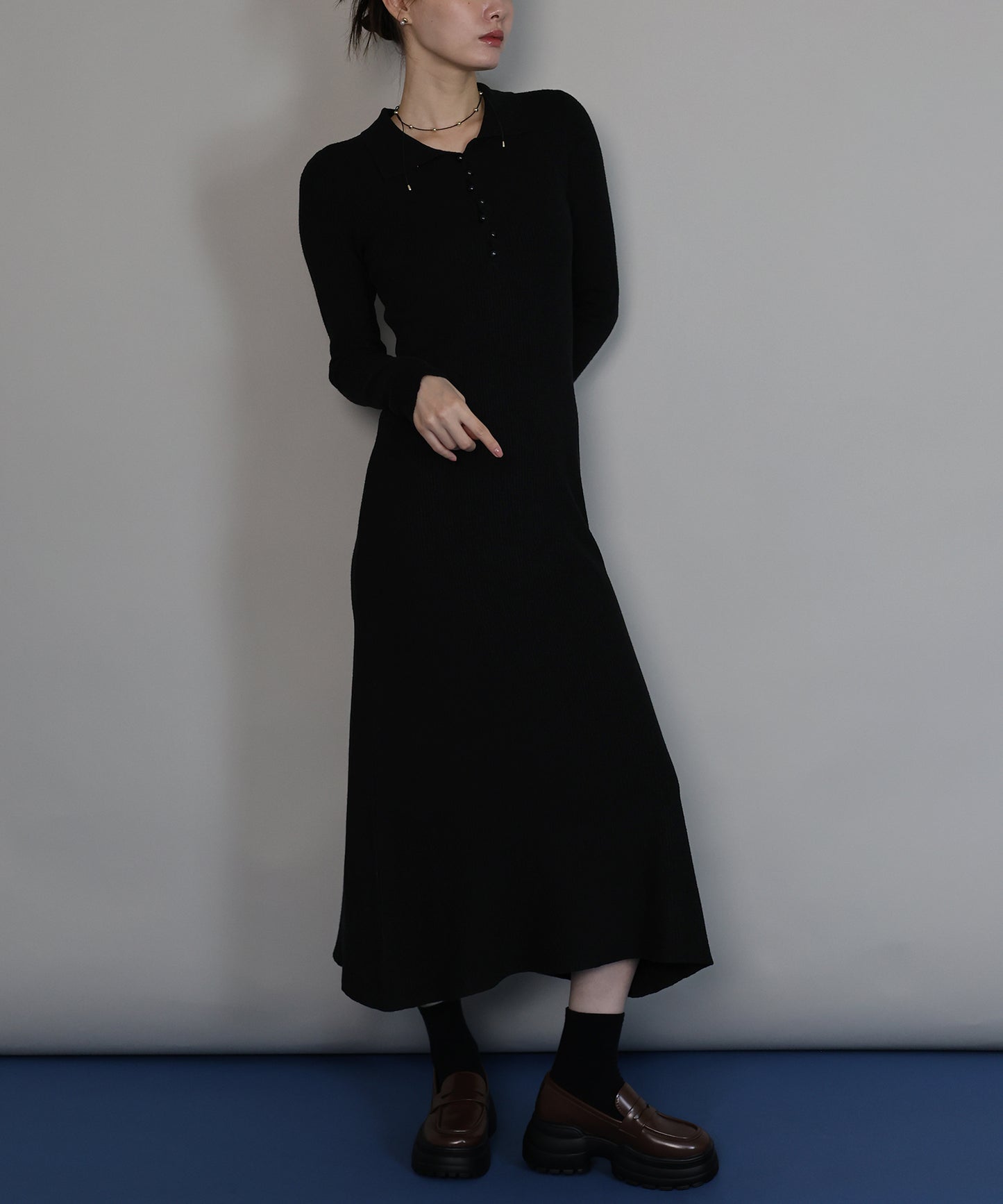 ポロリブニットワンピース[ J by blue ]