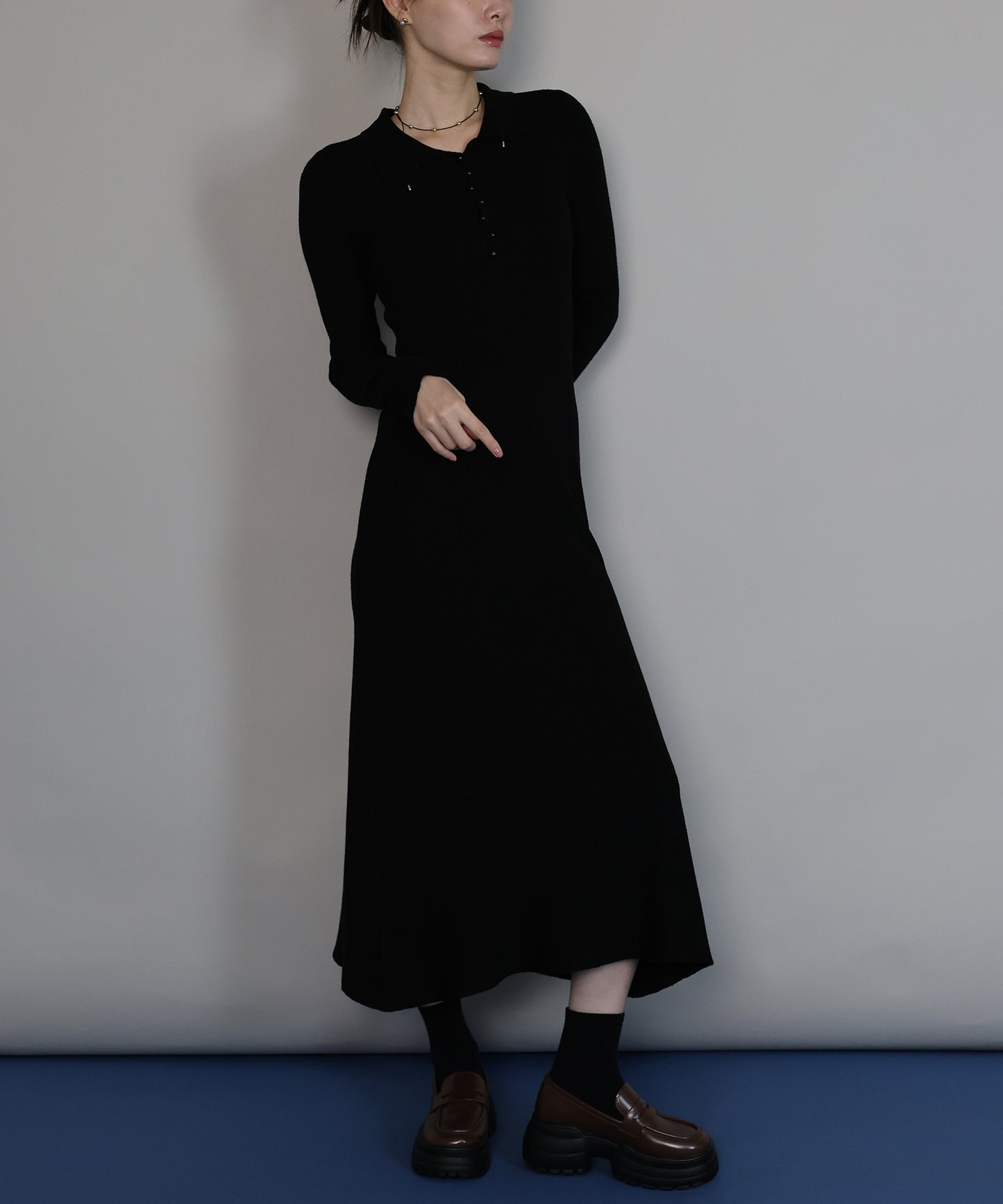 【早割5％OFF】ポロリブニットワンピース[ J by blue ]