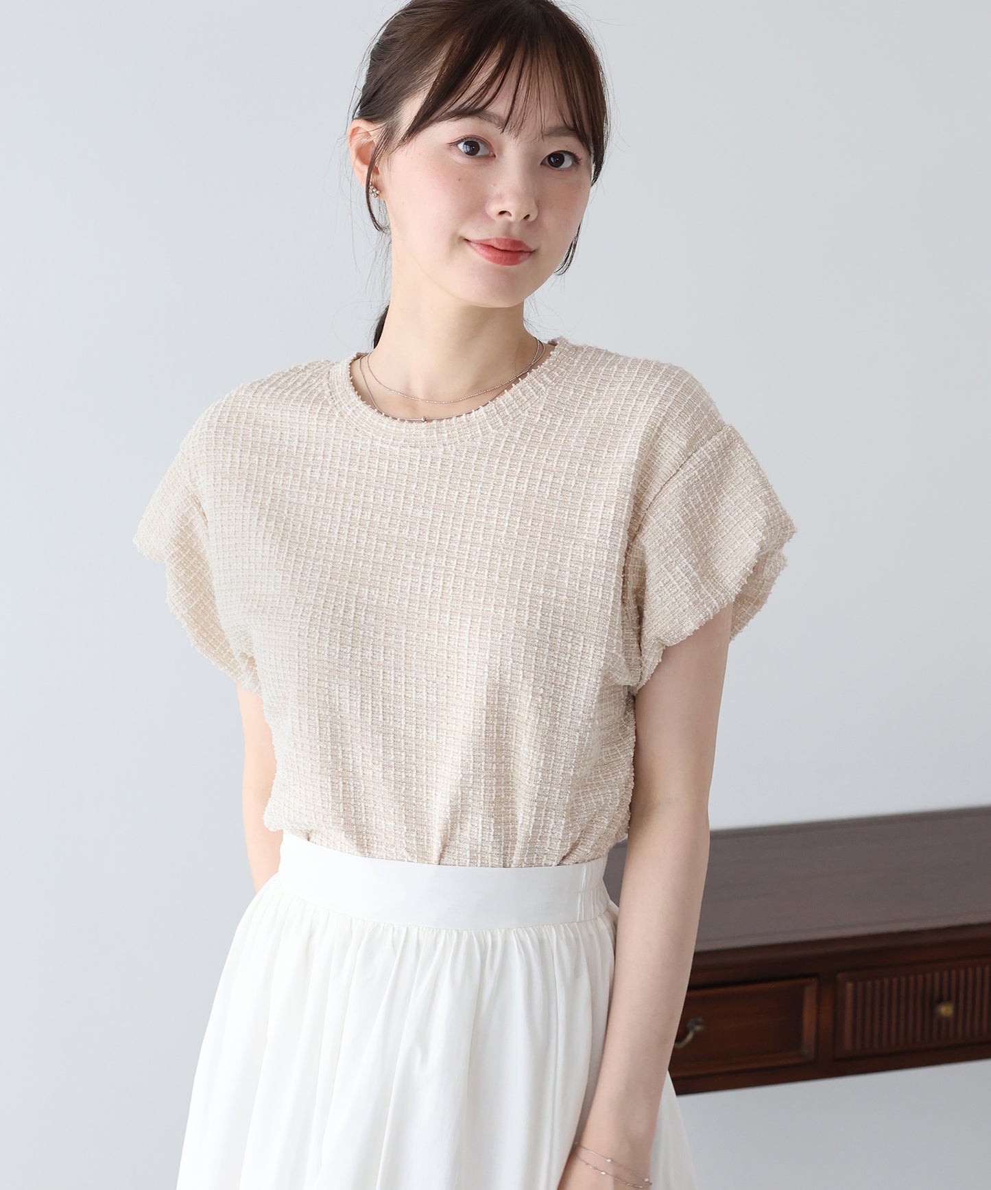 バルーンスリーブツイードＴシャツ【メール便】