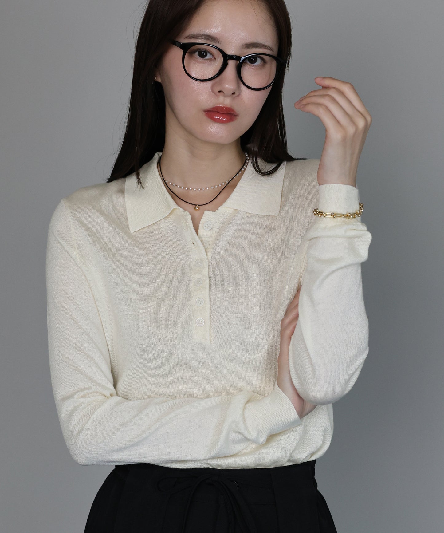 【早割5％OFF】[J by blue]ウール混ポロ襟ニット