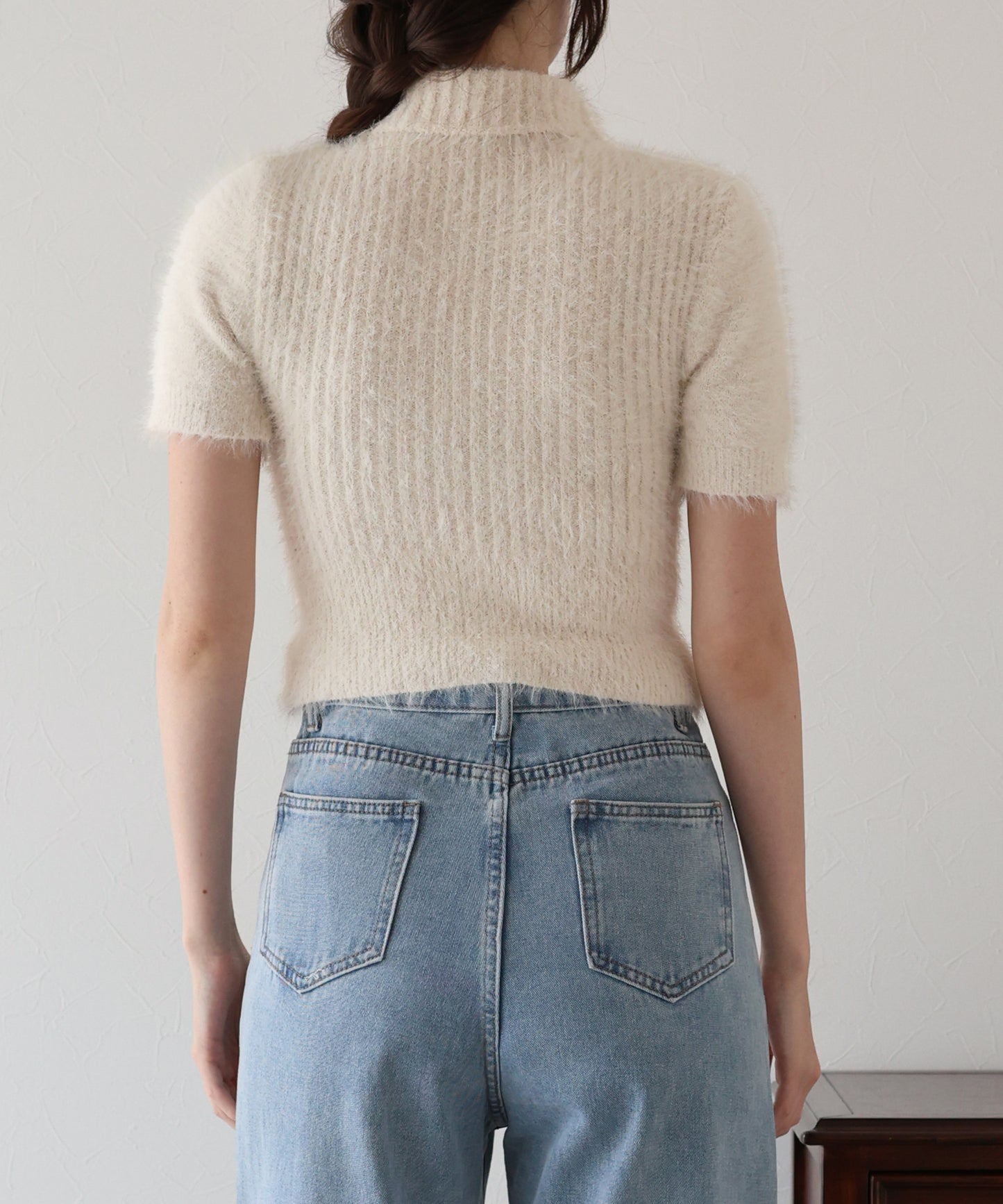 ハイネックシャギーニット