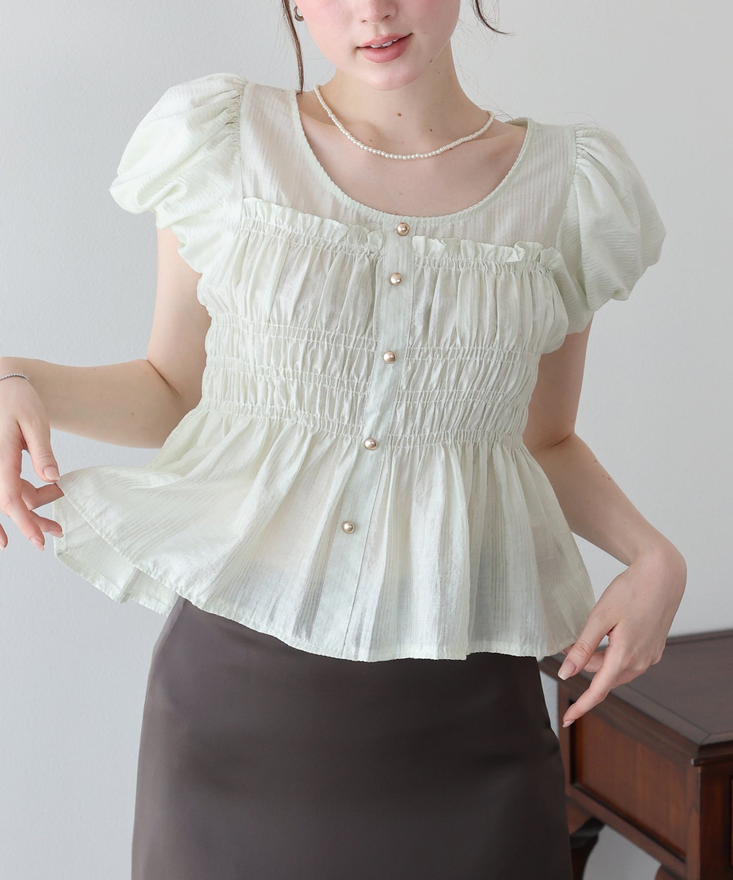 【早割5％OFF】シアーストライプシャーリングブラウス【メール便】