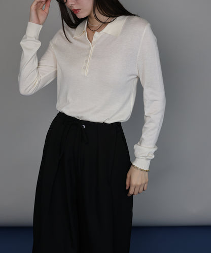 [J by blue]ウール混ポロ襟ニット