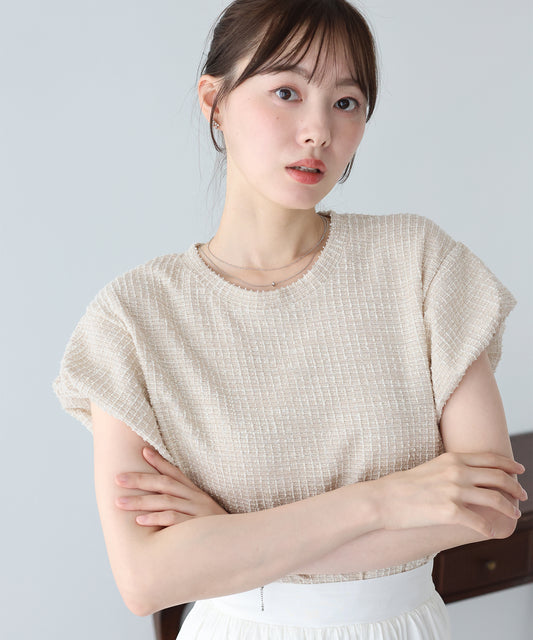 バルーンスリーブツイードＴシャツ【メール便】