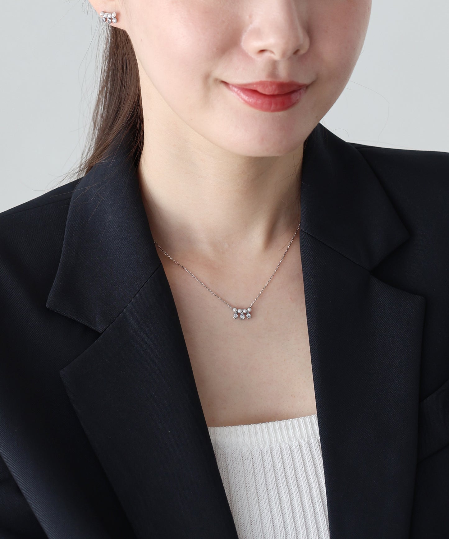 【早割5％OFF】ビジューパールネックレス / サージカルステンレス【ネコポス】