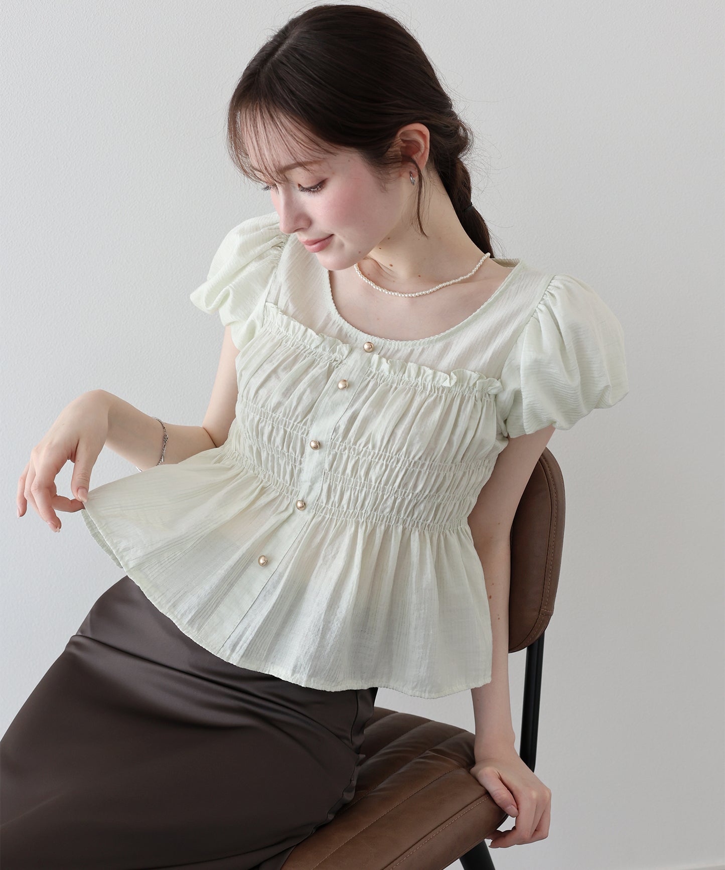 【早割5％OFF】シアーストライプシャーリングブラウス【メール便】