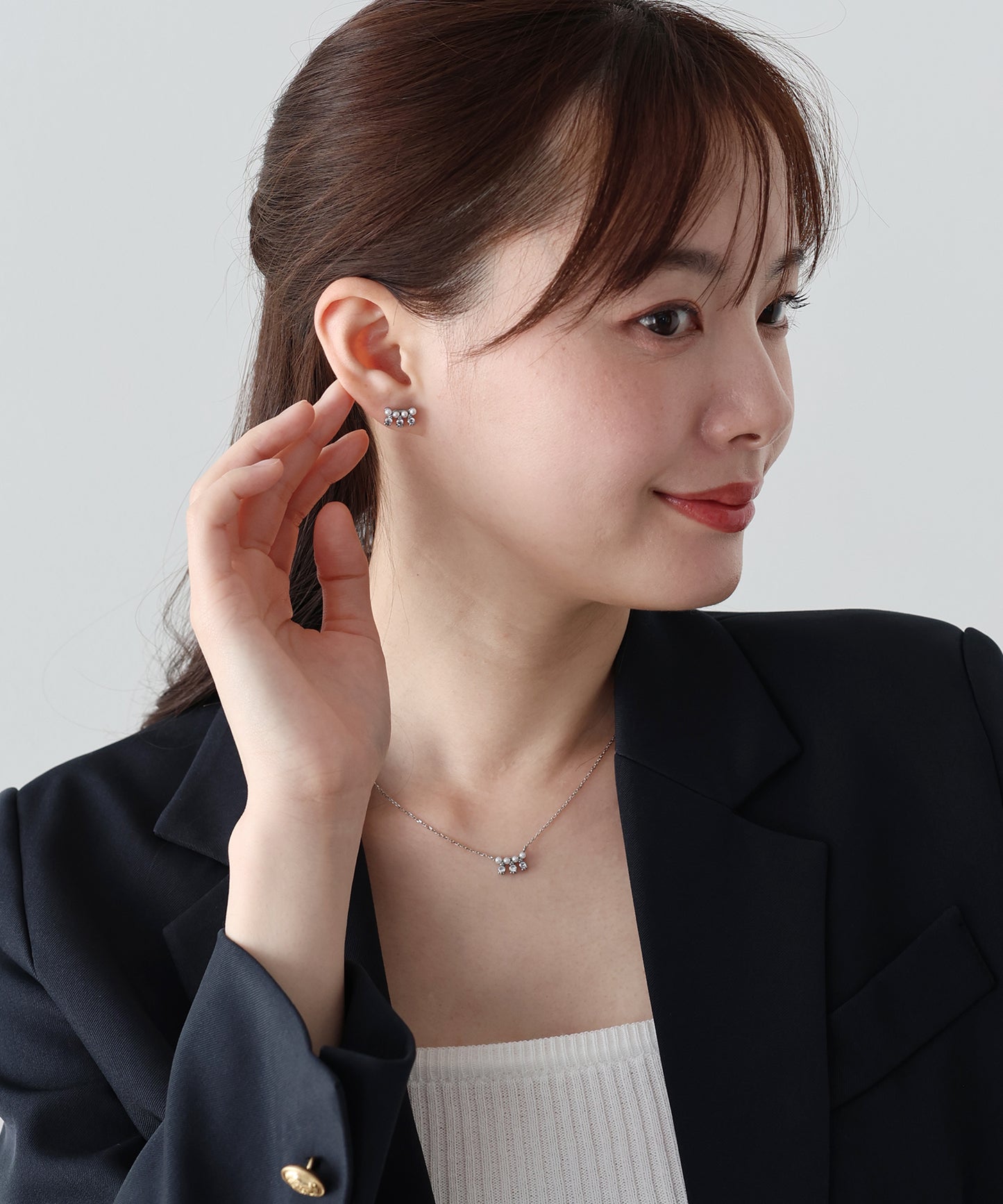 【早割5％OFF】ビジューパールネックレス / サージカルステンレス【ネコポス】