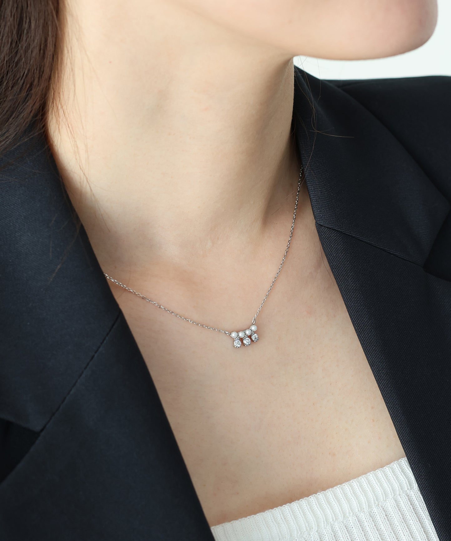 【早割5％OFF】ビジューパールネックレス / サージカルステンレス【ネコポス】