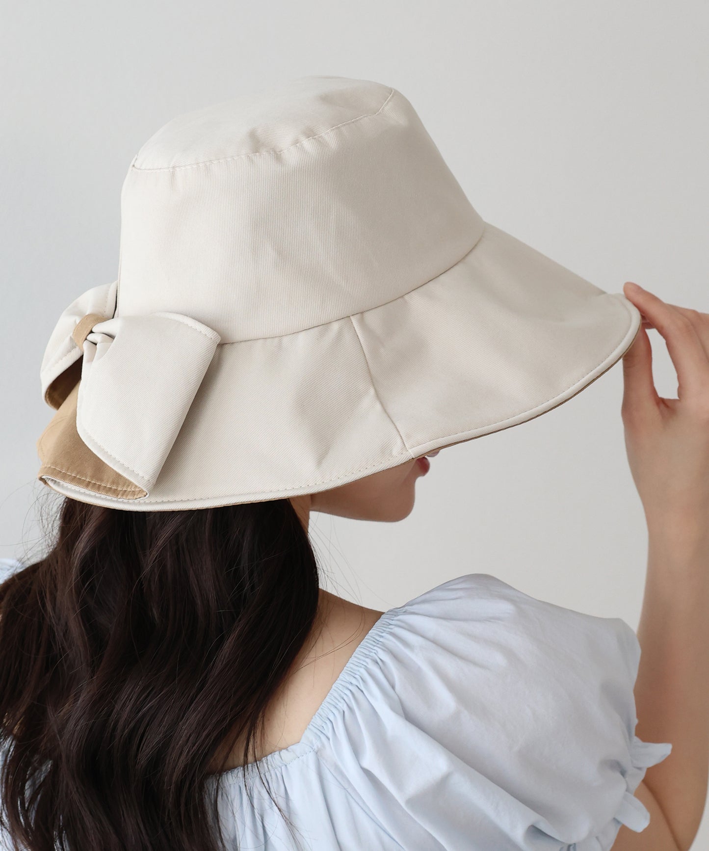 【早割5％OFF】バイカラーバックリボンハット【ネコポス】