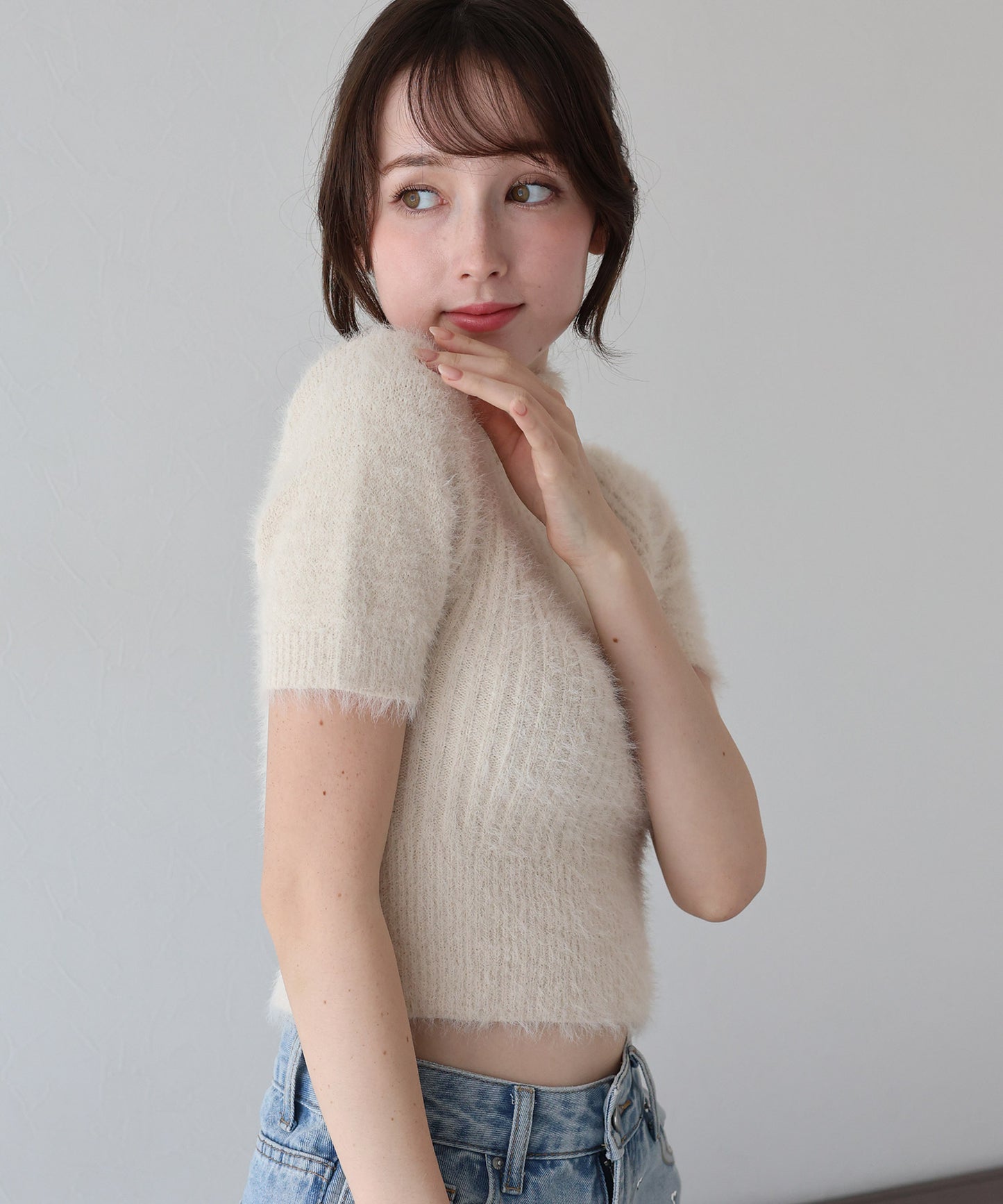 【早割5％OFF】ハイネックシャギーニット