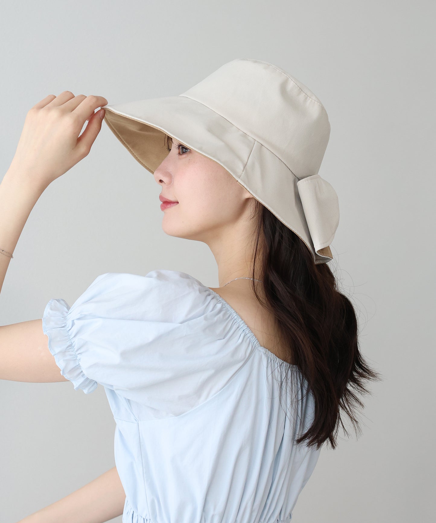 【早割5％OFF】バイカラーバックリボンハット【ネコポス】