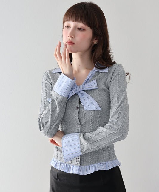 【早割5％OFF】シャツドッキングボウタイニット