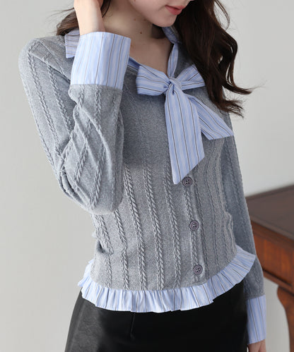 【早割5％OFF】シャツドッキングボウタイニット