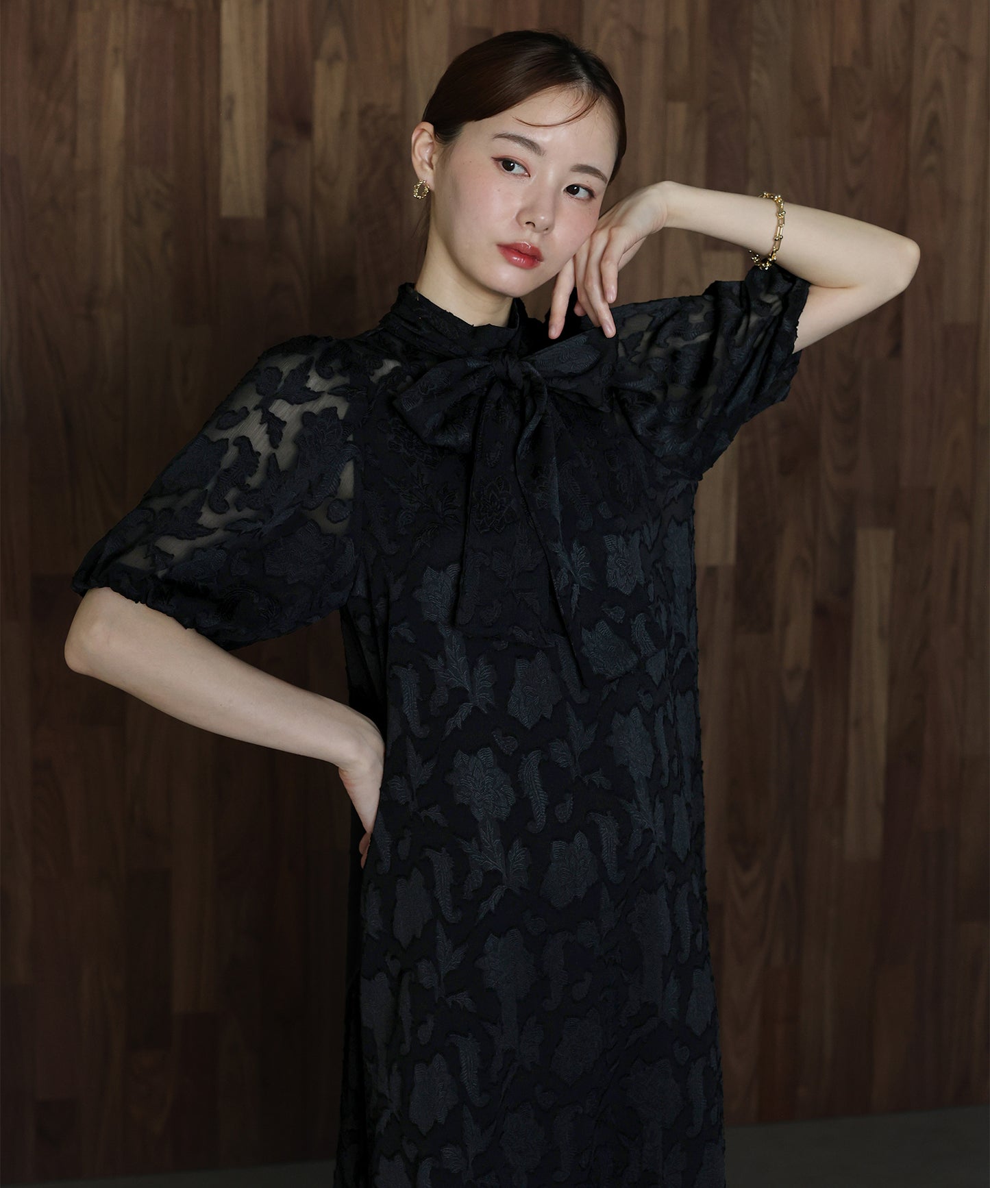 일본제 이너 첨부 백 리본 재가드 드레스