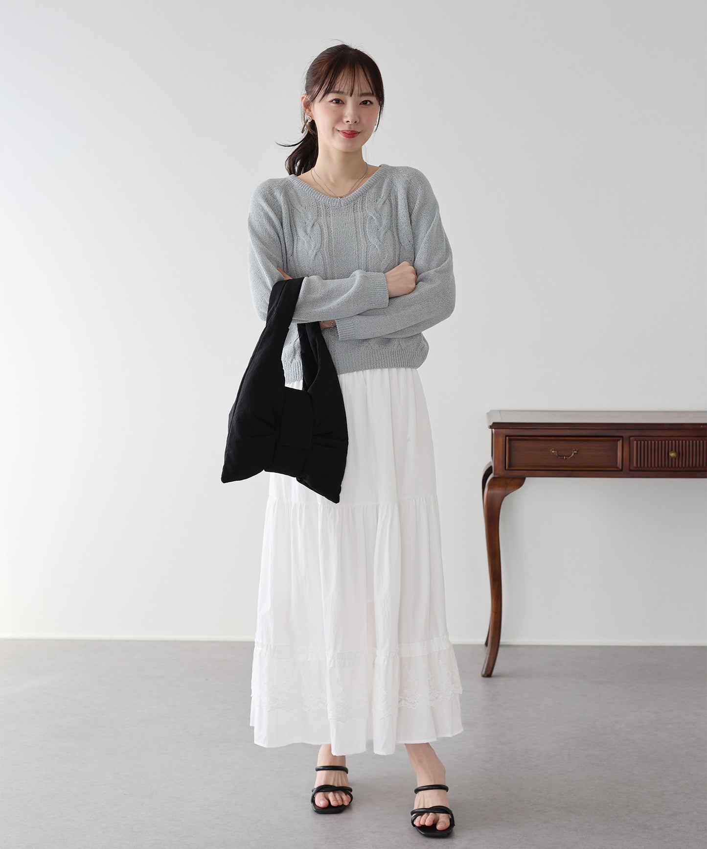 【早割5％OFF】レースティアードスカート