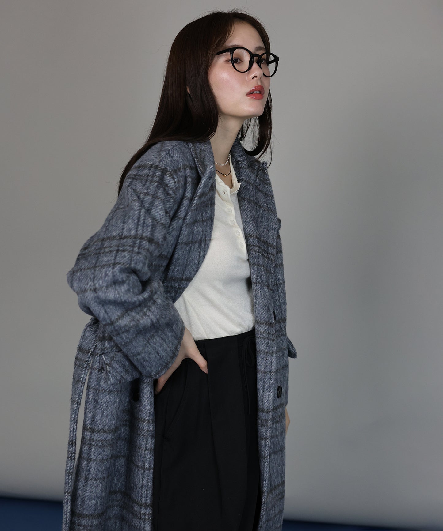 【早割5％OFF】[ J by blue ]チェックロングコート