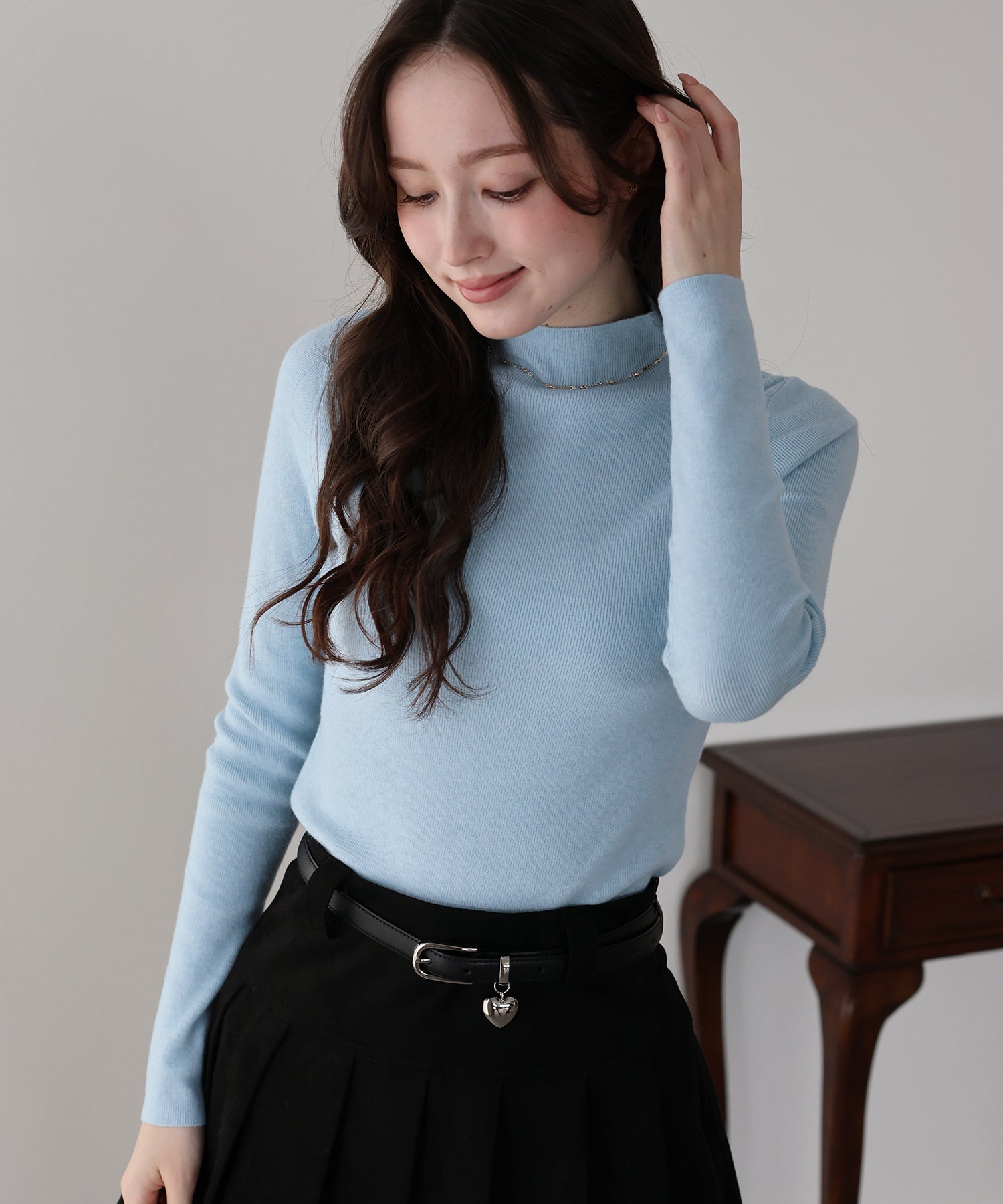 ウール混ベーシックハイネックニット – BLUE ONLINE