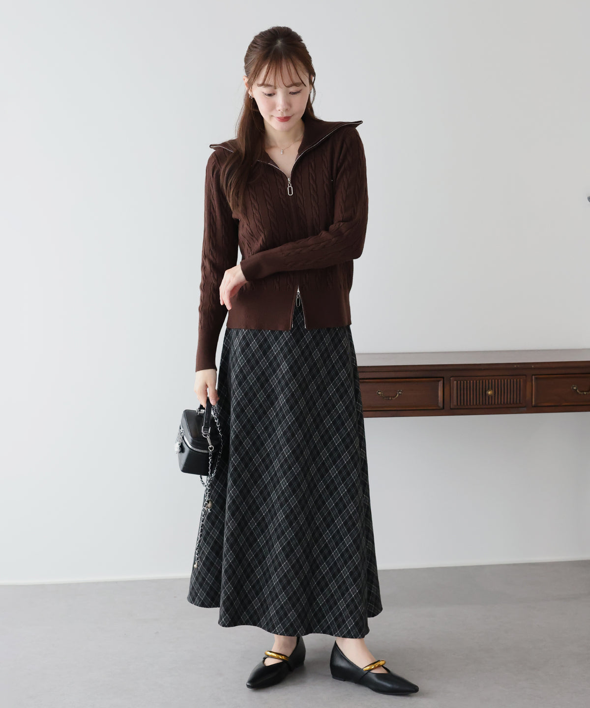 【早割5％OFF】バイアスチェックフレアスカート
