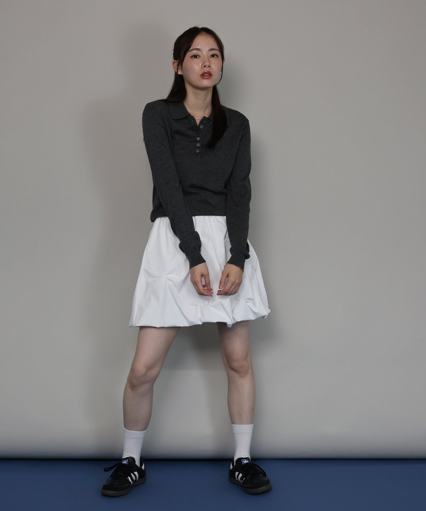 [J by blue]ウール混ポロ襟ニット