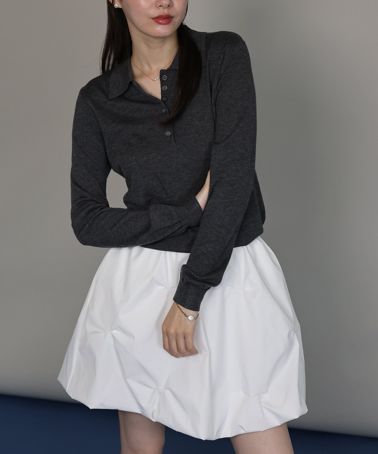 [J by blue]ウール混ポロ襟ニット