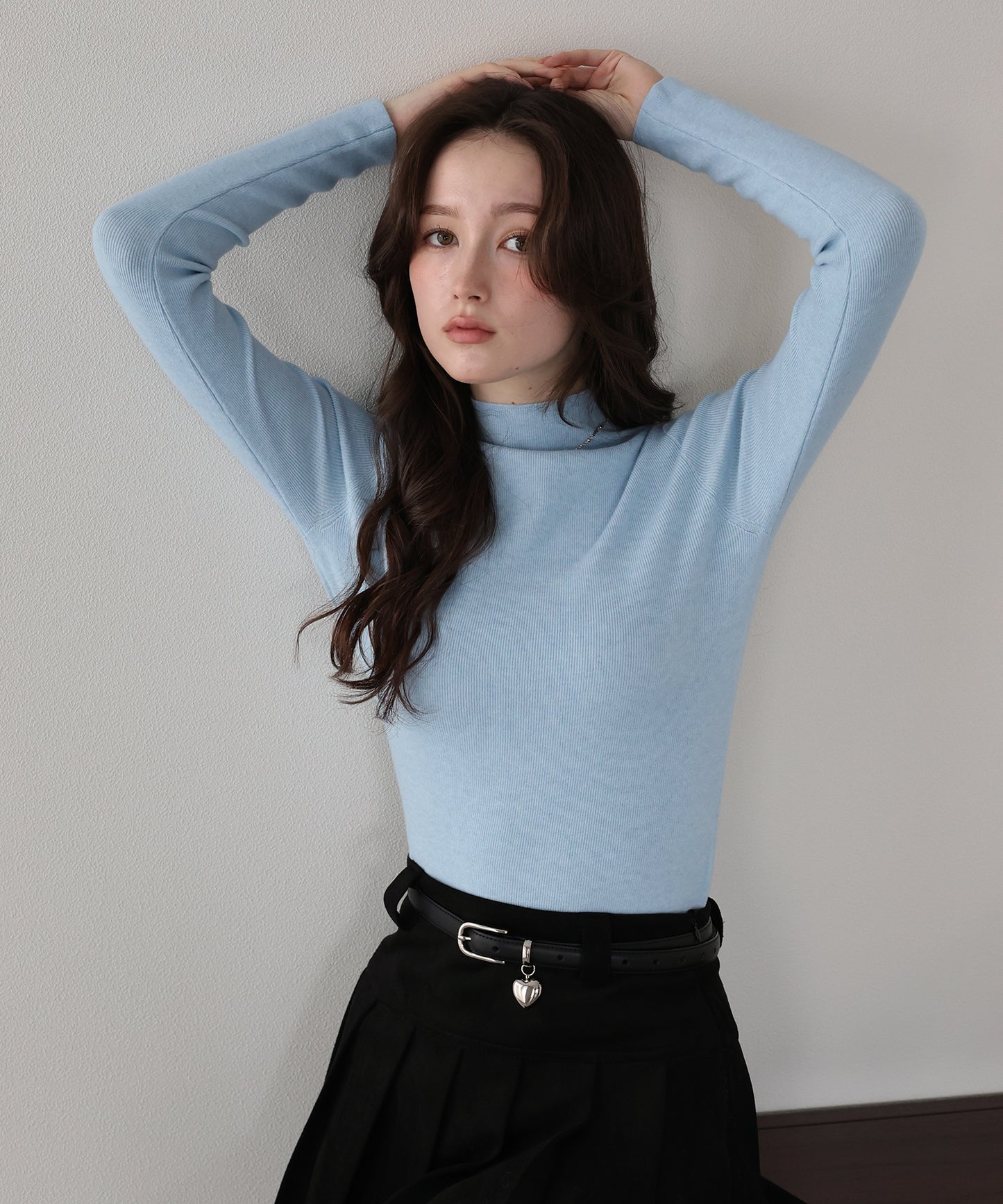 【TIME SALE】ウール混ベーシックハイネックニット