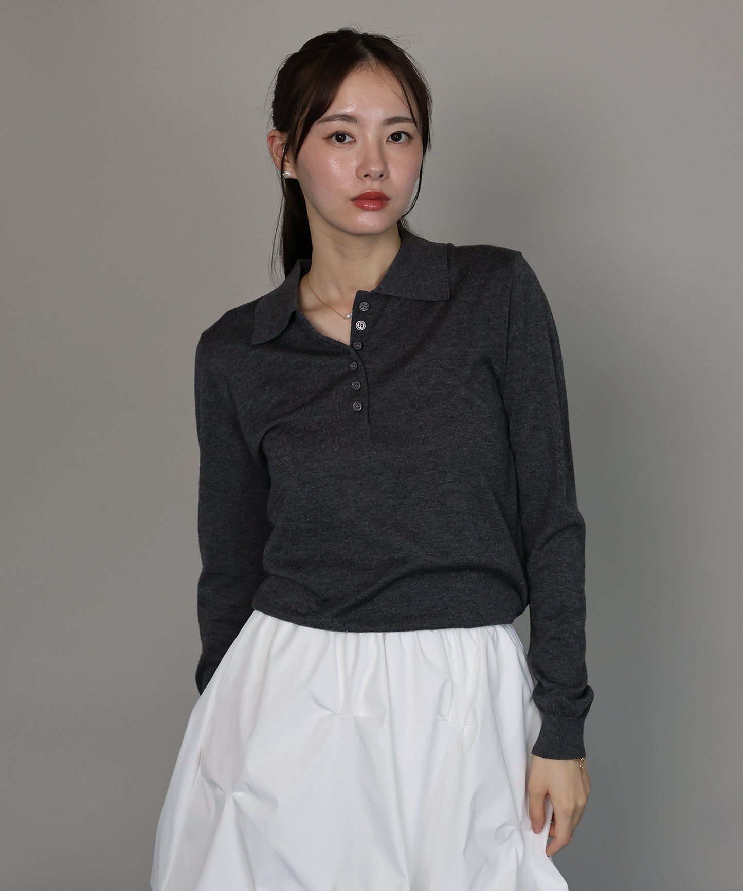 [J by blue]ウール混ポロ襟ニット