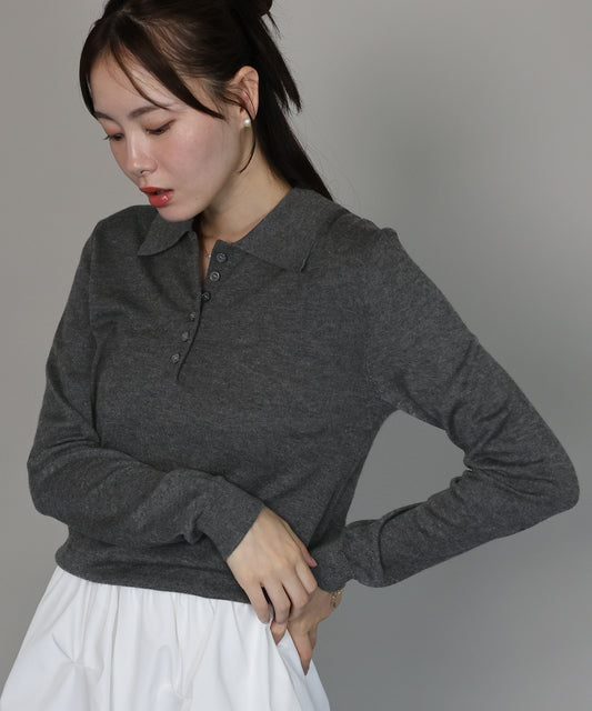 【早割5％OFF】[J by blue]ウール混ポロ襟ニット