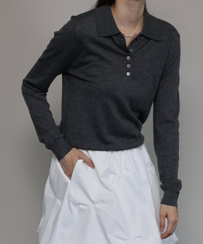 [J by blue]ウール混ポロ襟ニット