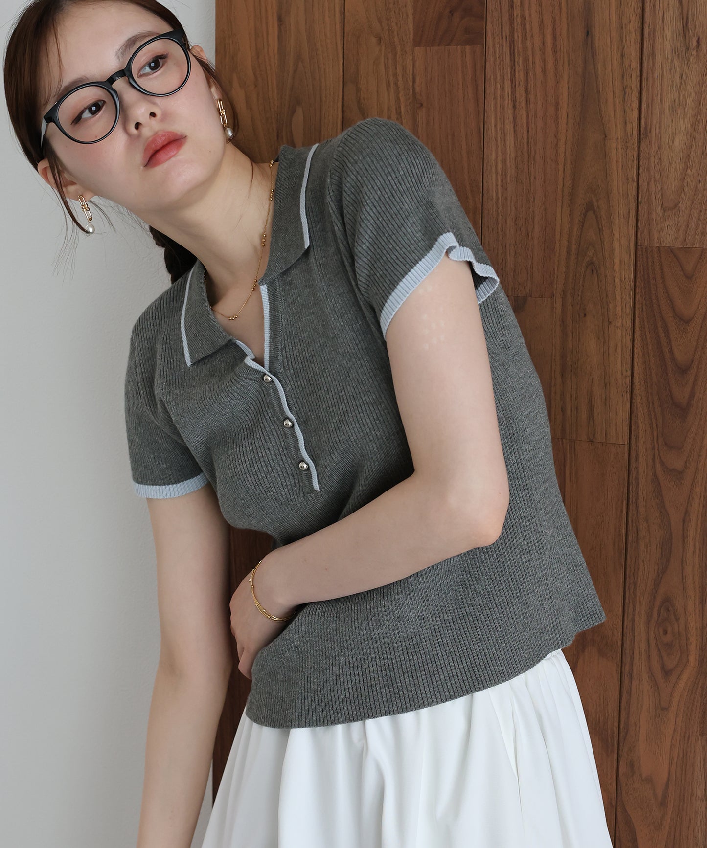 【早割5％OFF】バイカラースキッパーポロニット【メール便】