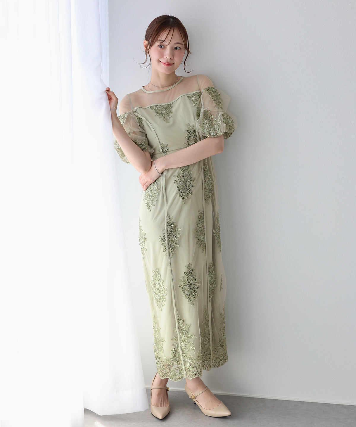 【早割5％OFF】スパンコール刺繍シアードレス