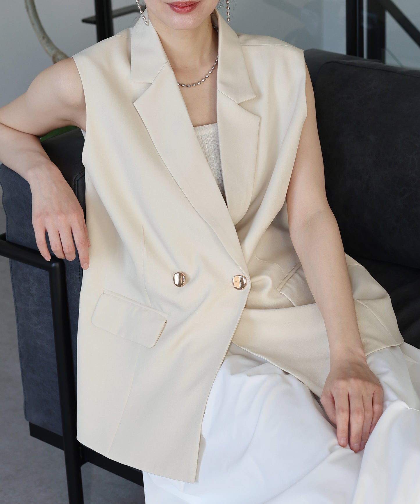 ニュアンスボタンテーラードジレ[ J by blue ]