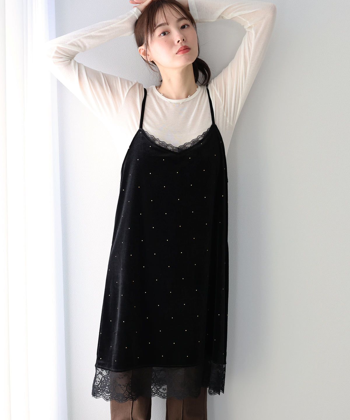 【早割5％OFF】レースベロアキャミビスチェ