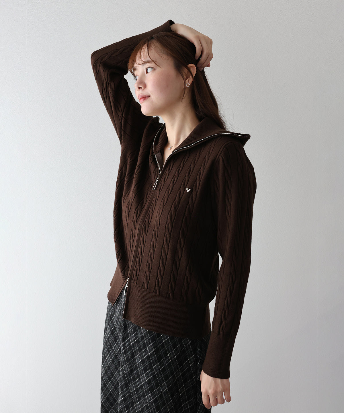 【早割5％OFF】ハートチャームダブルジップニット