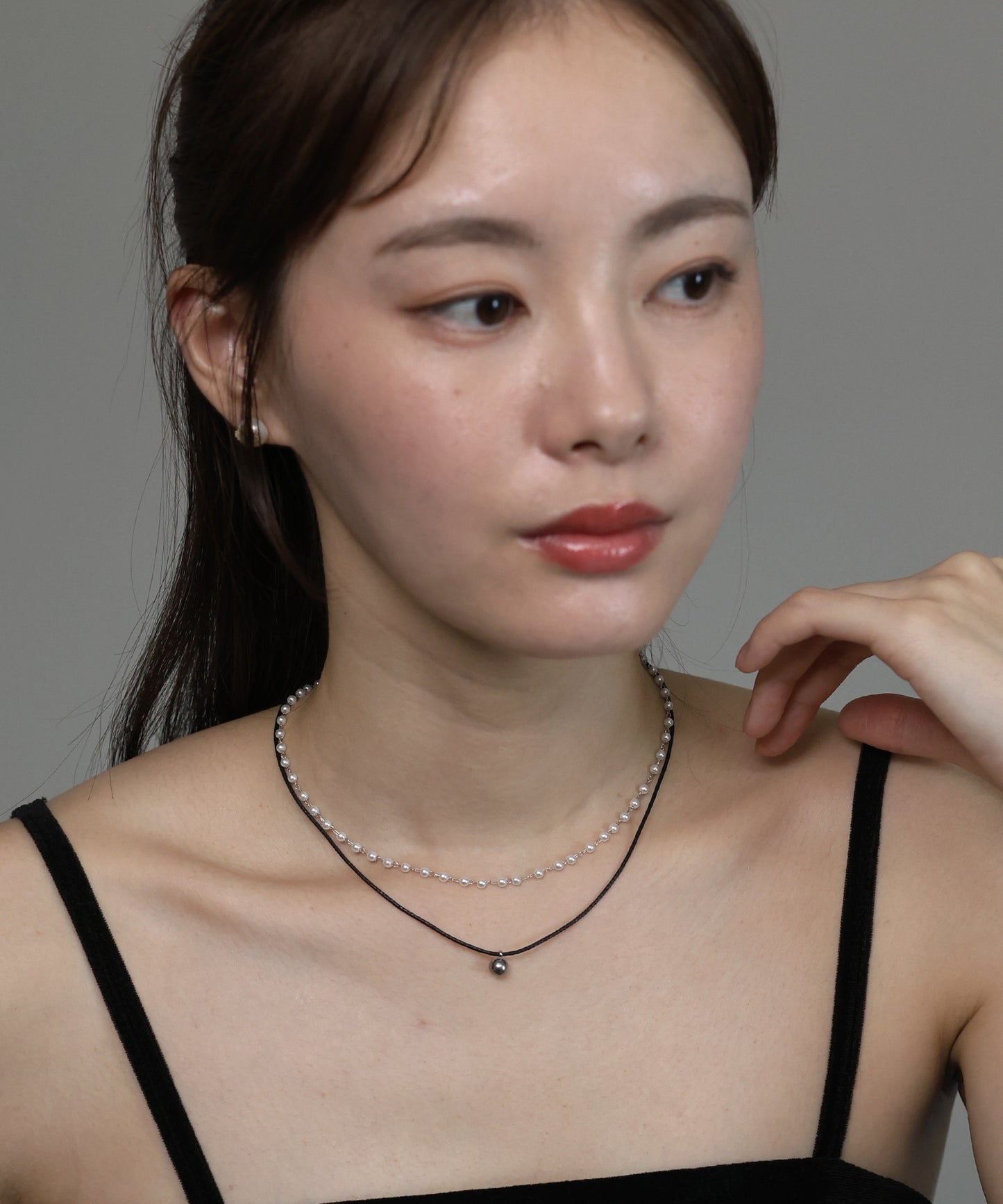 【早割5％OFF】[ J by blue ]パール＆紐2連ネックレス / サージカルステンレス【ネコポス】