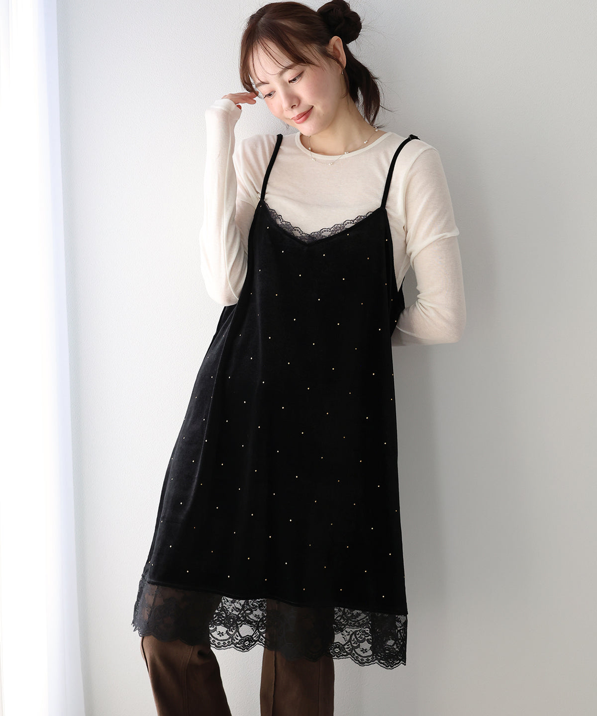 【早割5％OFF】レースベロアキャミビスチェ