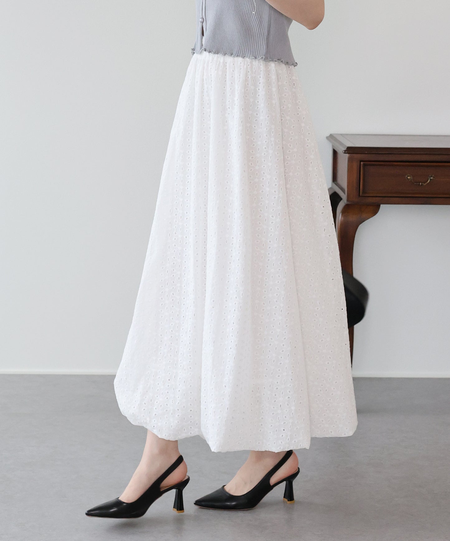 【早割5％OFF】コットンレースバルーンスカート