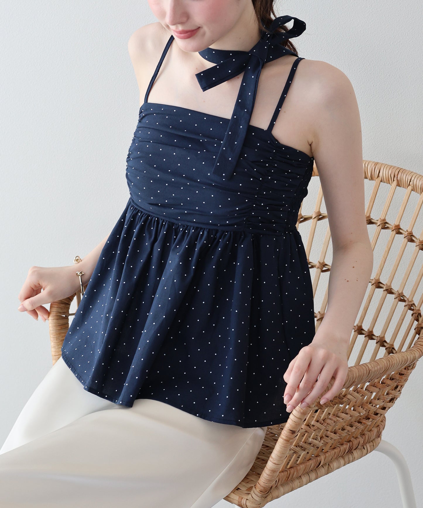 【早割5％OFF】ペプラムリボンタイキャミソール【メール便】