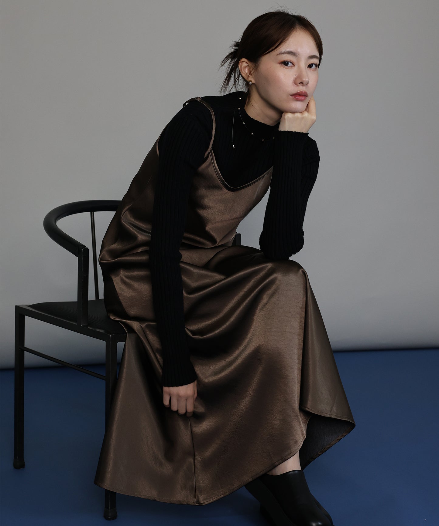 【早割5％OFF】ヘビーサテンキャミワンピース[ J by blue ]