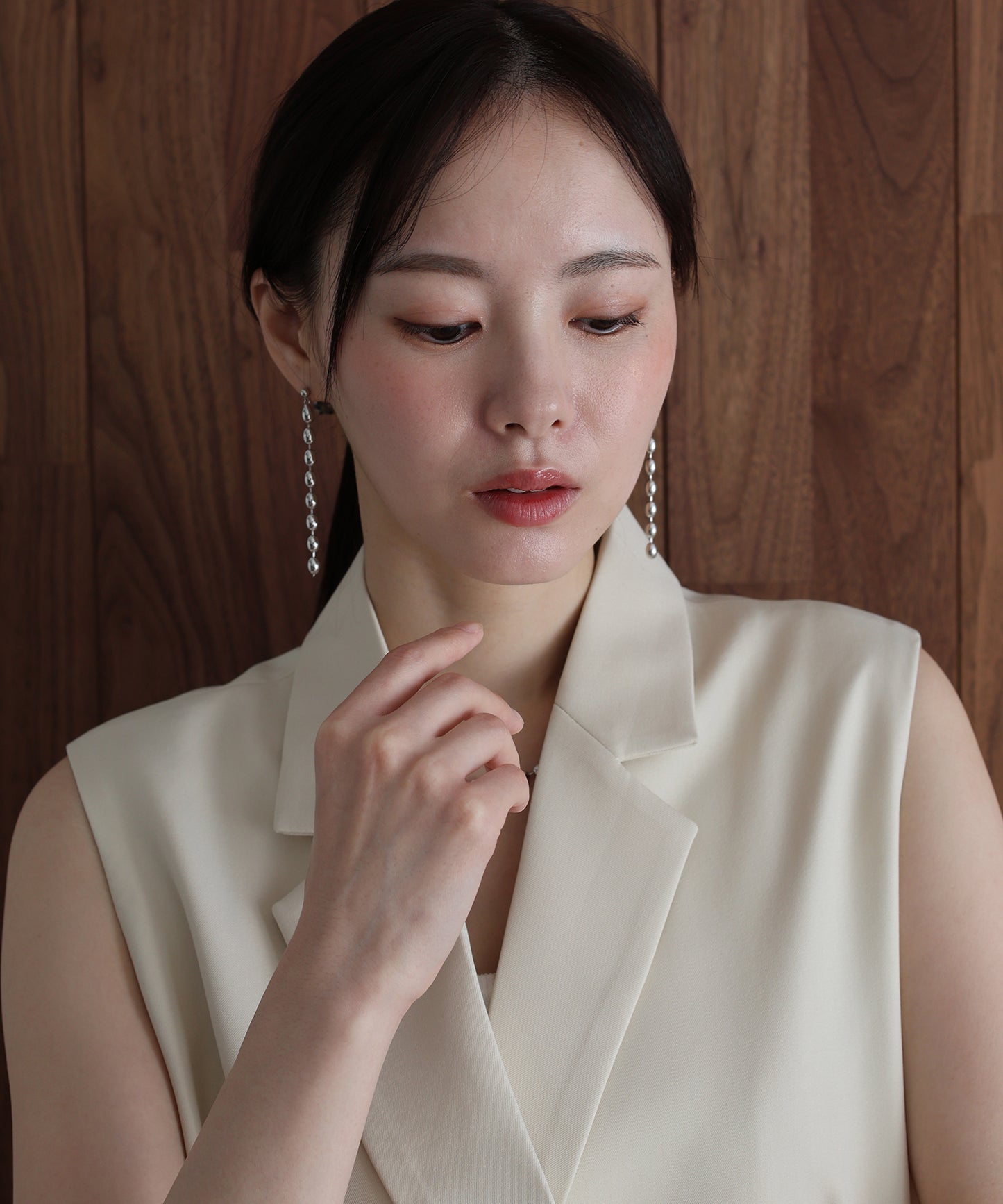 オーバルボールチェーンピアス / ニッケルフリー