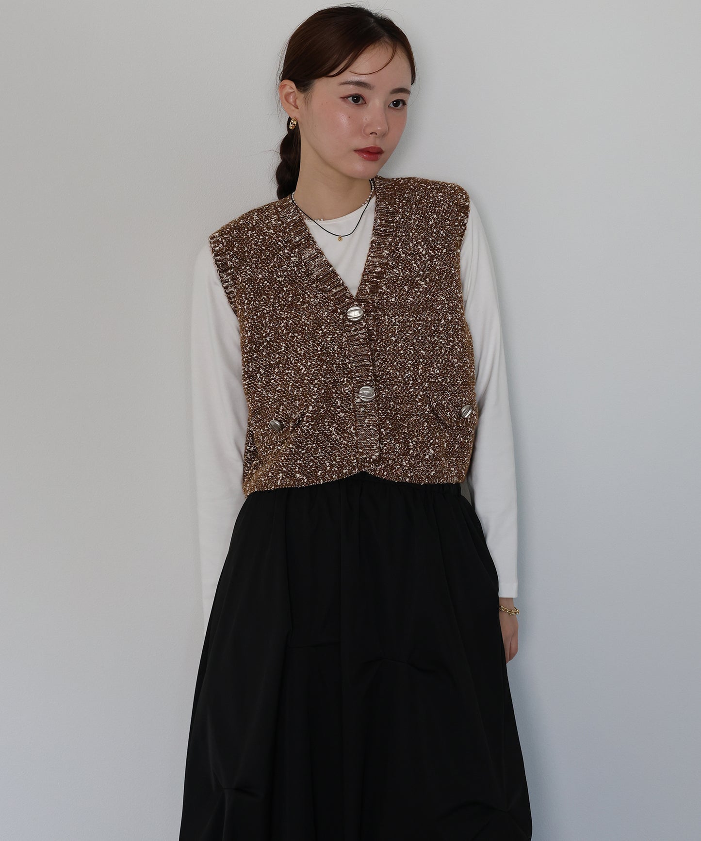 ニュアンスボタンメランジニットベスト[ J by blue ]