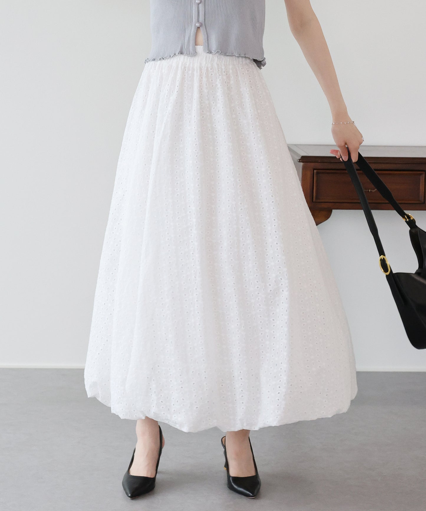 【早割5％OFF】コットンレースバルーンスカート